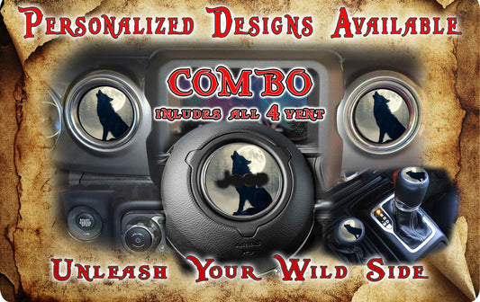 Steering wheel decal wolf 129