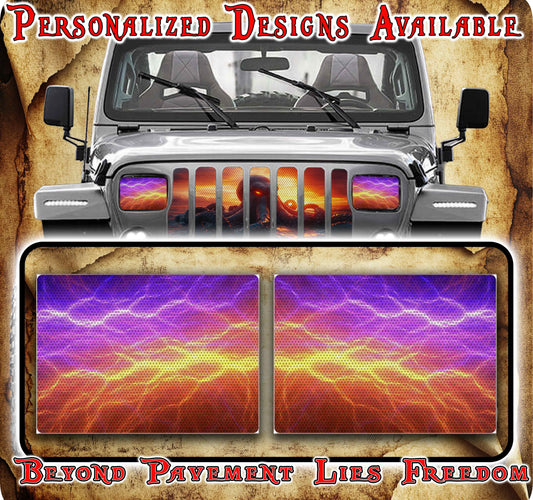 Orange lighting Eye decals for YJ or 5x7 headlights