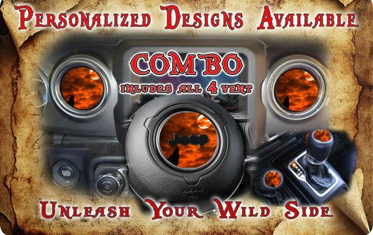 Steering wheel decal orange wolf 131