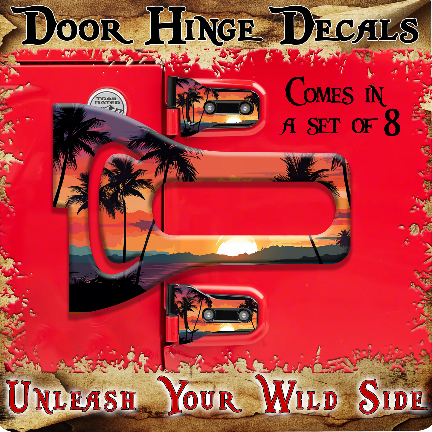 Beach sunset Door hinge decals 14