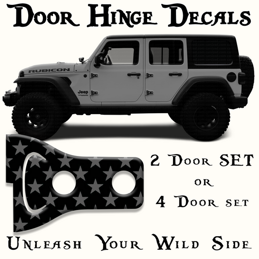 Black and gray star print Door hinge decals 61