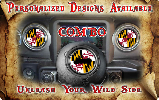 Steering wheel decal Maryland flag 215