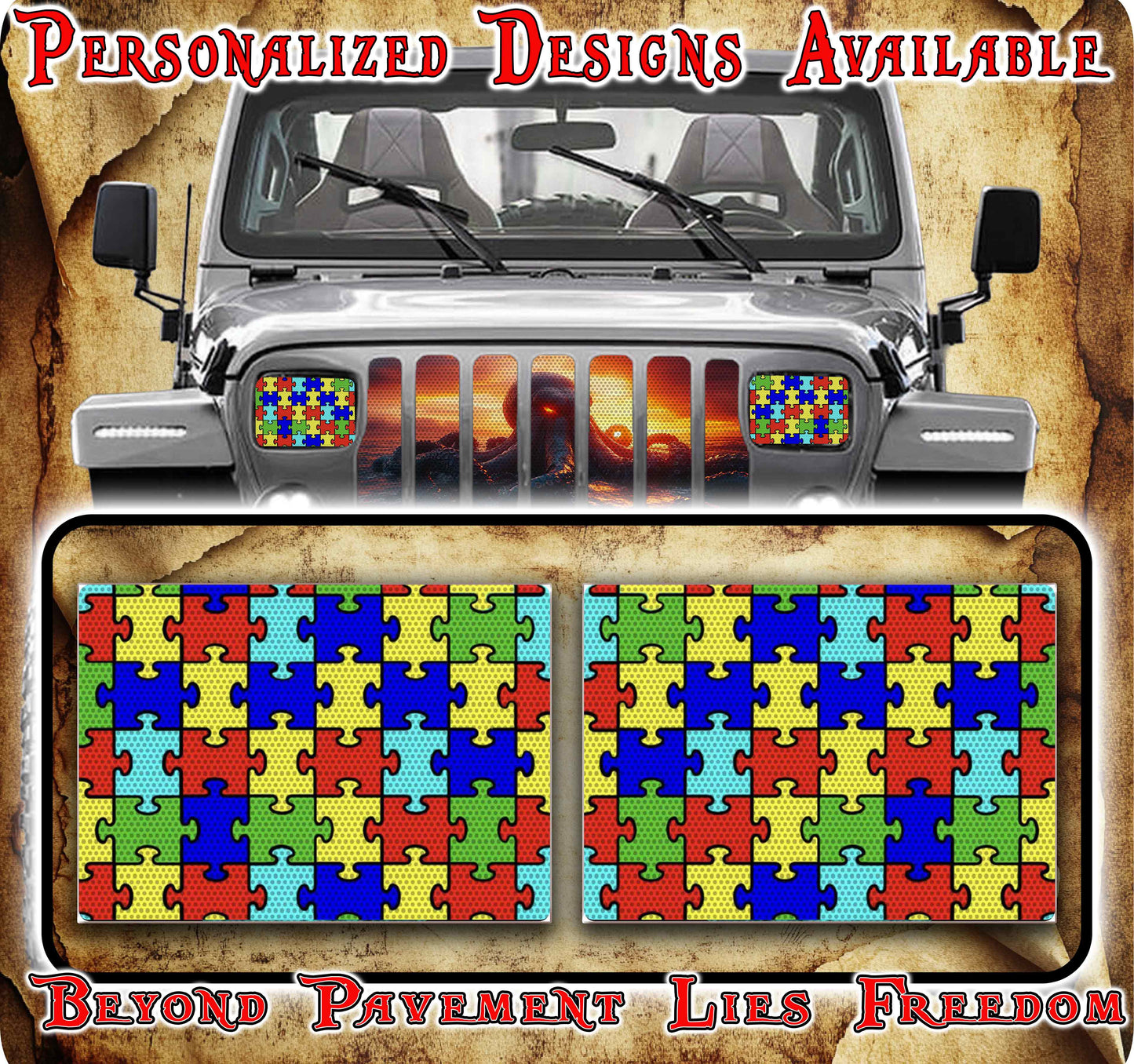 Autism awareness Eye decals for YJ or 5x7 headlights