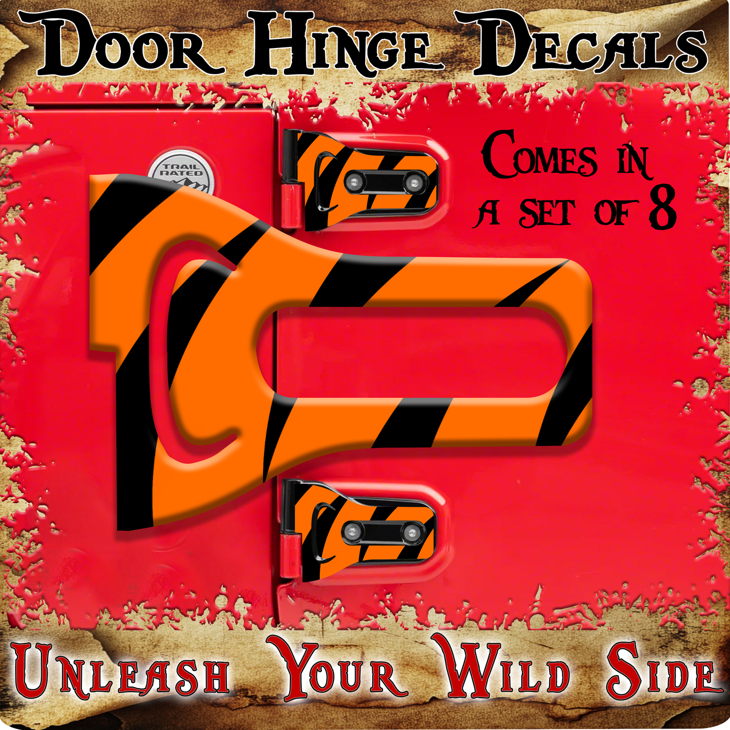 Tiger strips Door hinge decals 12