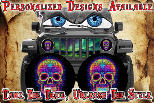 skull headlight decal 121