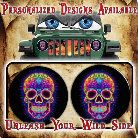 skull headlight decal 129