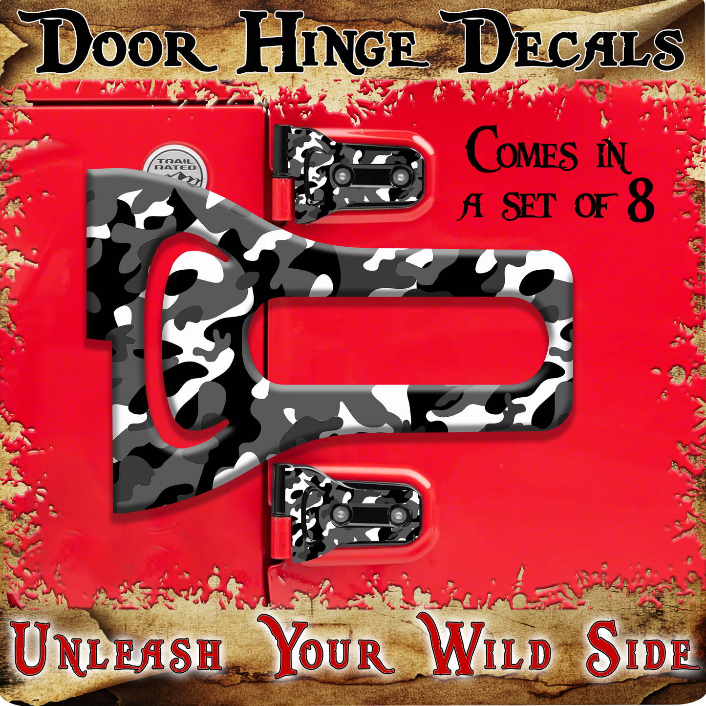 Black and white Camo Door hinge decals 13