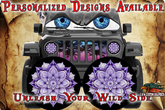 Flower purple headlight decals 148