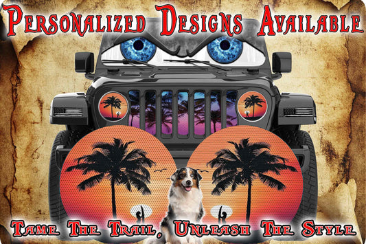 Surfs up round headlight decals 161