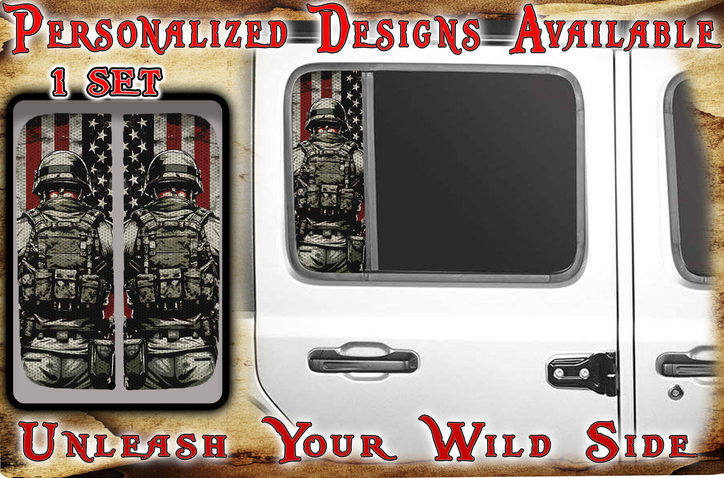 Side door window decal Raising the Soldier 194