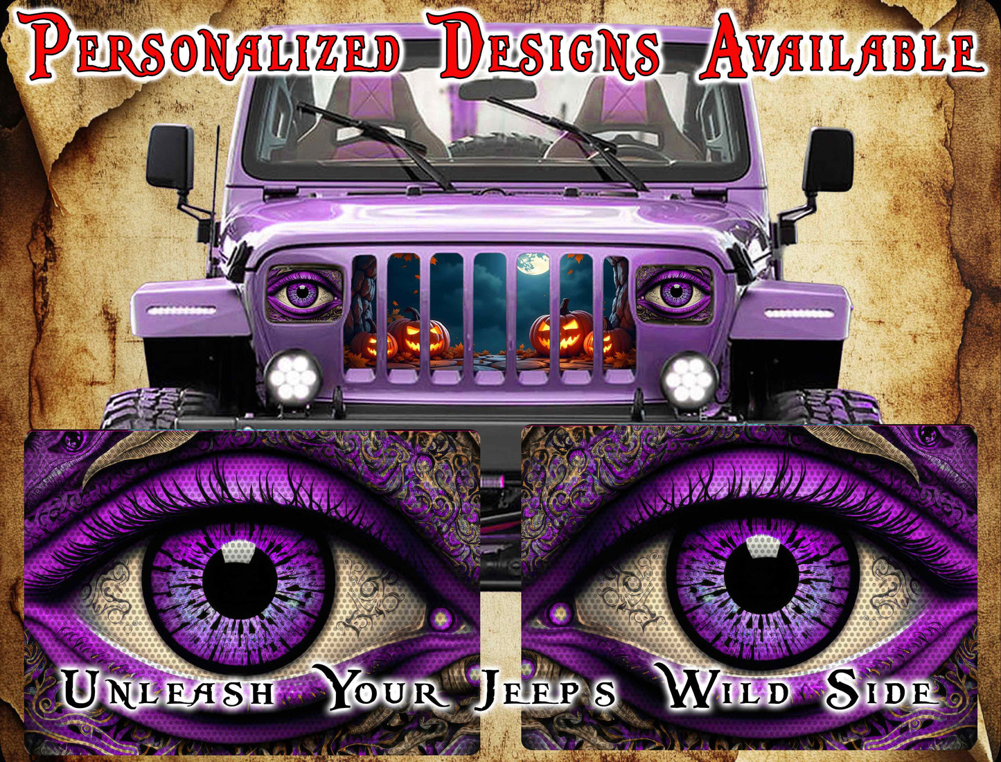 Purple Eye decals for YJ or 5x7 headlights