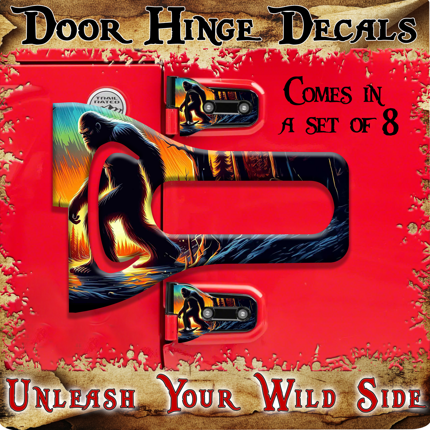 Bigfoot Door hinge decals 1