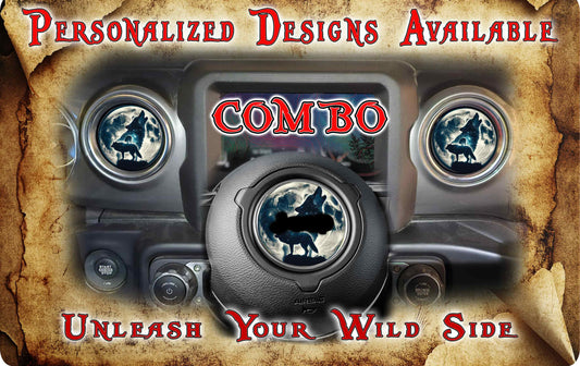 Steering wheel decal Wolf and blue moon 189
