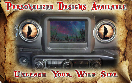 Steering wheel decal Wolf orange moon