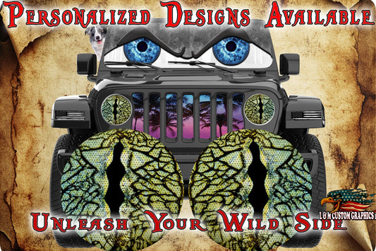 Green Lizard eyes headlight decals 34