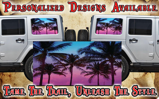 Island Palms Rear quarter window see through graphic.