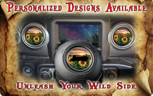 Steering wheel decal Sunflower field decal 194