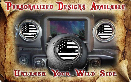 Steering wheel decal Black and white flag 214