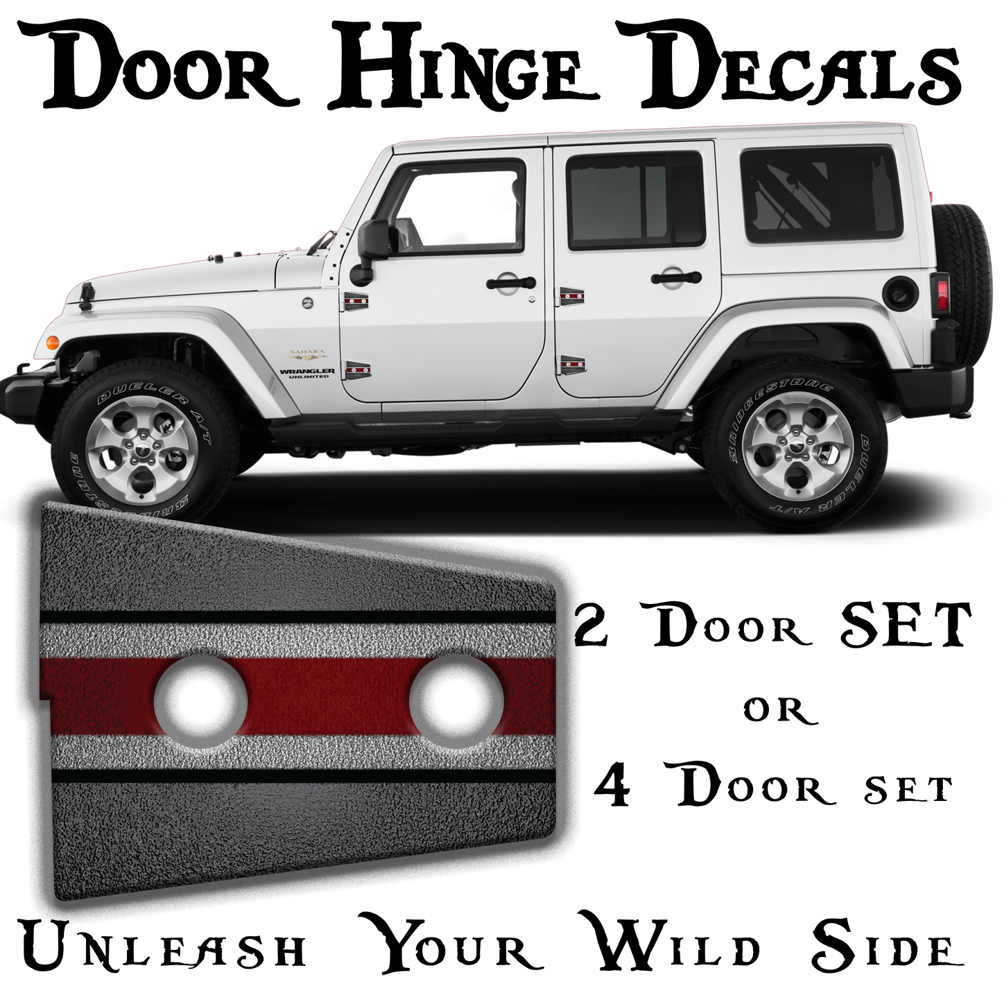 Scarlet and gray print Door hinge decals 49