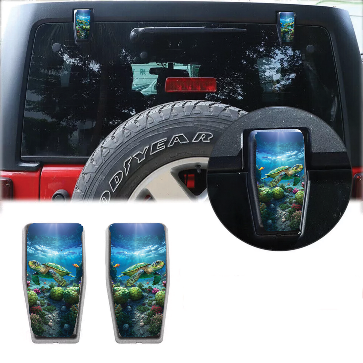 Sea turtle Rear liftgate hinge overlay decal 50