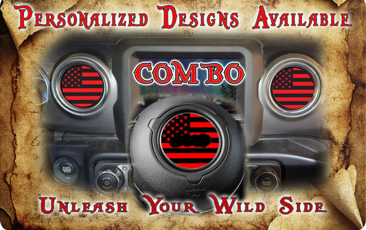 Steering wheel decal red and black flag decal 216