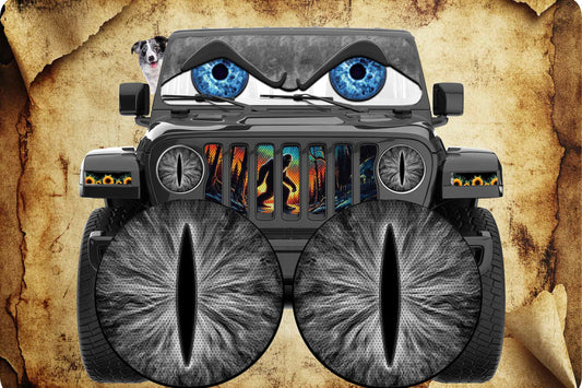 Black and white round cat eye decal 55