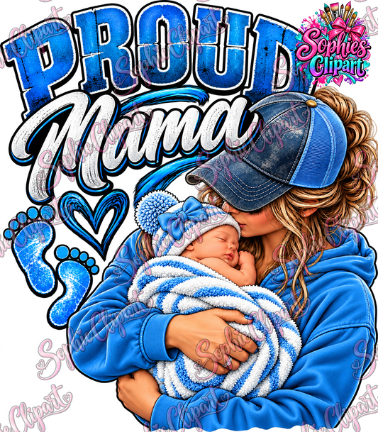 Proud Moma Newborn Baby Boy – PNG Digital Download