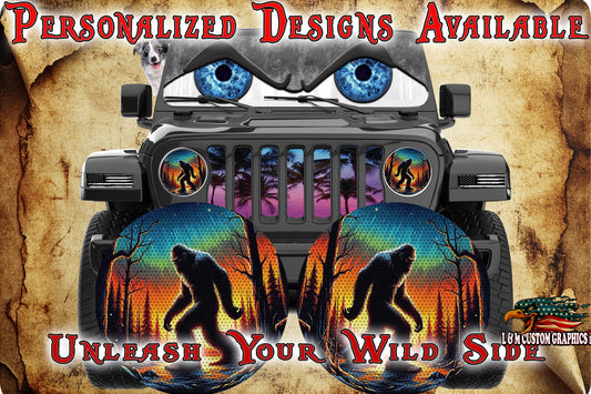 Bigfoot cabin for a round beast headlight decal 57