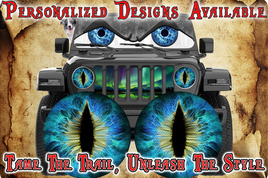 Blue and yellow cat eye decal 6