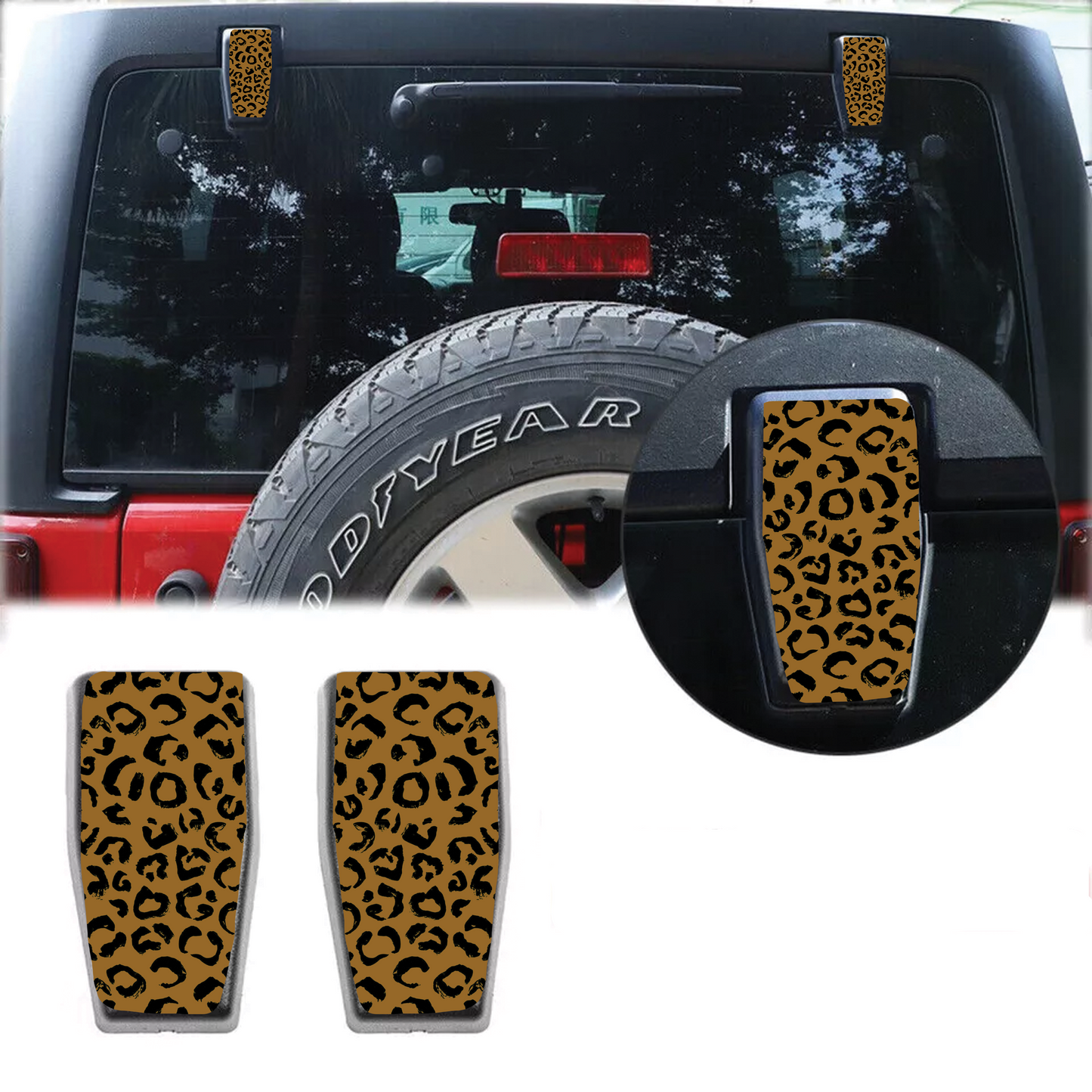 Leopard print scales Rear liftgate hinge overlay decal 72