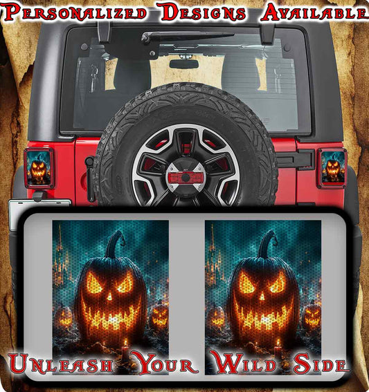 Pumpkin face Taillight cover decal 77
