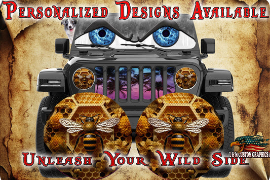 Bee hive for a round beast headlight decal 79