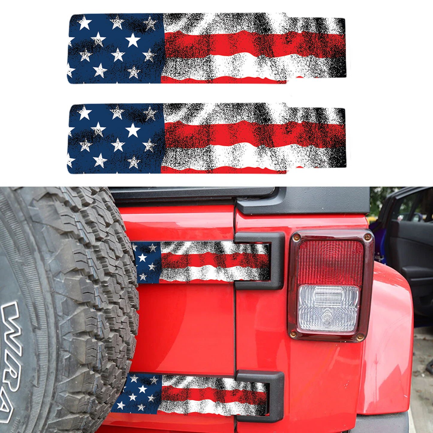 Rear gate hinge decal flag 82