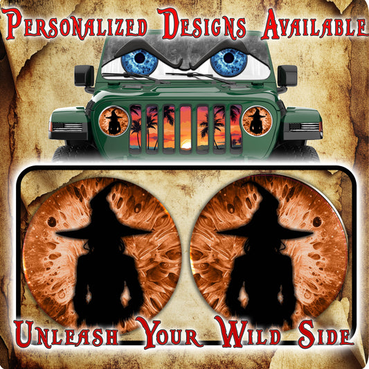 Witch orange moon for a round beast headlight decal 82