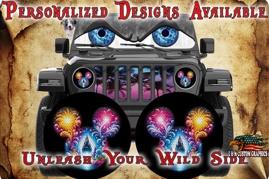 Mouse ears round headlight decals 84