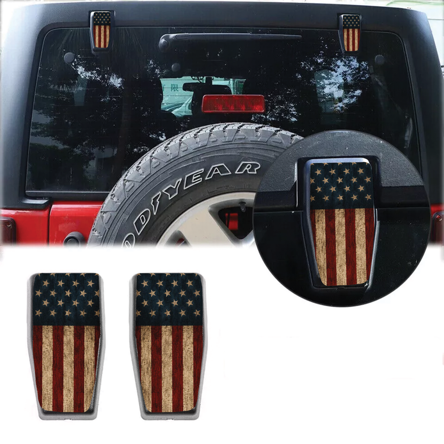 American flag Rear liftgate hinge overlay decal 85
