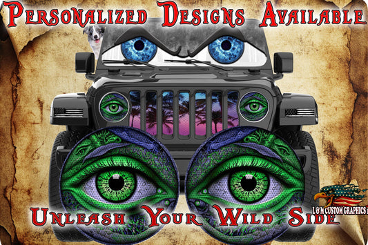 Real eye green headlight decals 86