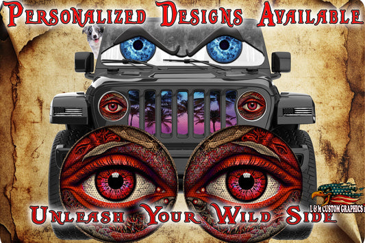 Real eye Red headlight decals 88