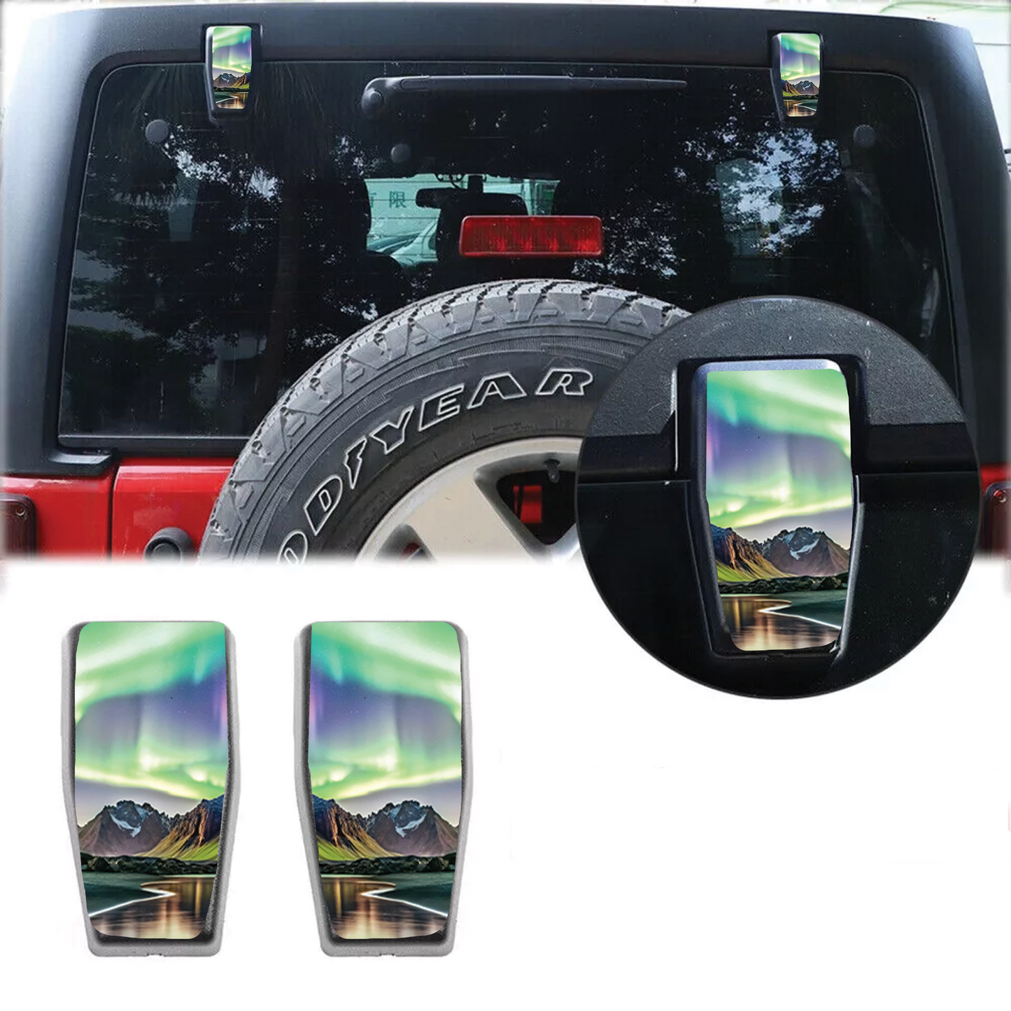 Norther lights mountains Rear liftgate hinge overlay decal 9