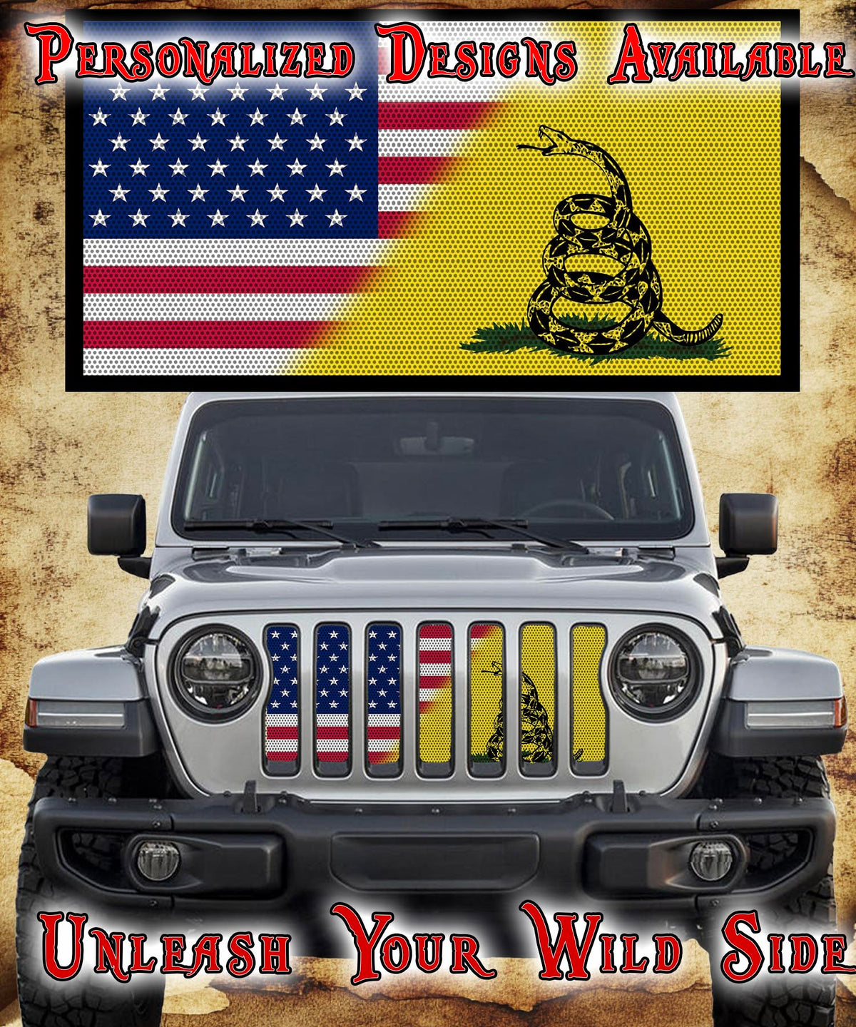 Split 'Merica and Don't Tread grill insert