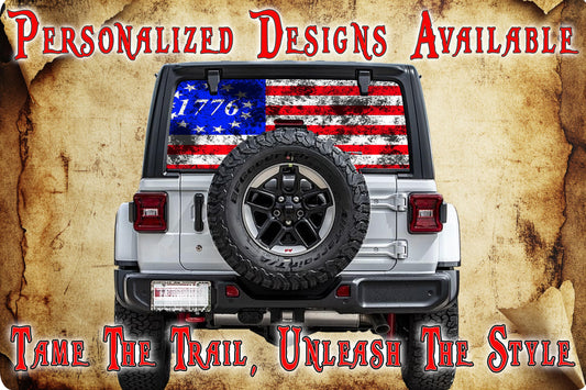1776 American flag Rear window see through graphic