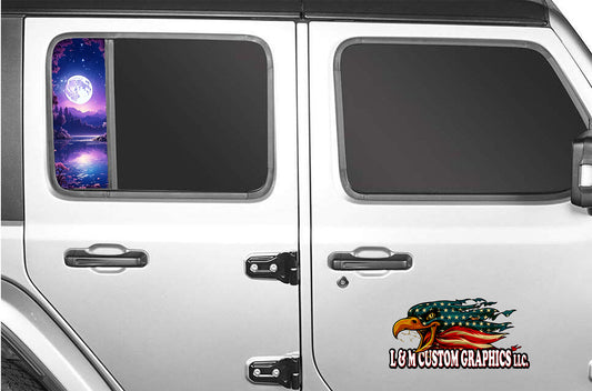 Side door window decal purple moon 198