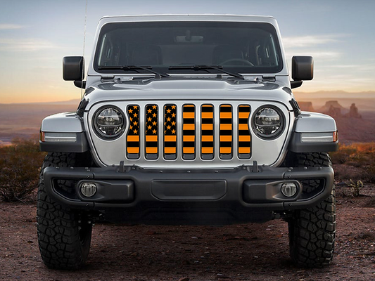 Orange and Black Flag grill insert