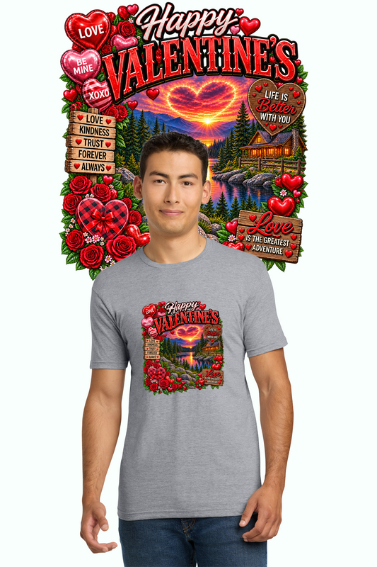 Happy Valentine's design on gray T-shirt