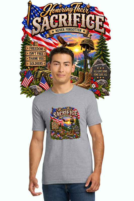 Honoring Their Sacrifice memorial shirt in gray