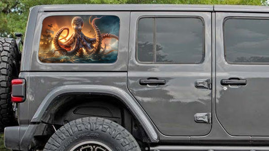 Kraken WITH BOAT Rear quarter window see through graphic.