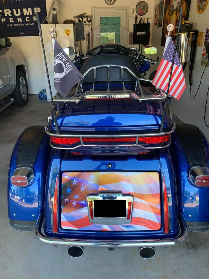 Sunset beach Harley Davidson Tri Glide trunk decal