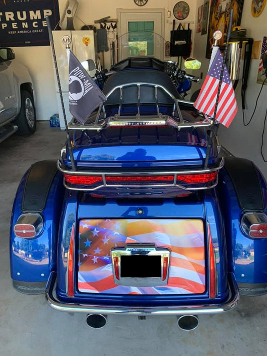 American flag eagle Harley Davidson Tri Glide trunk decal