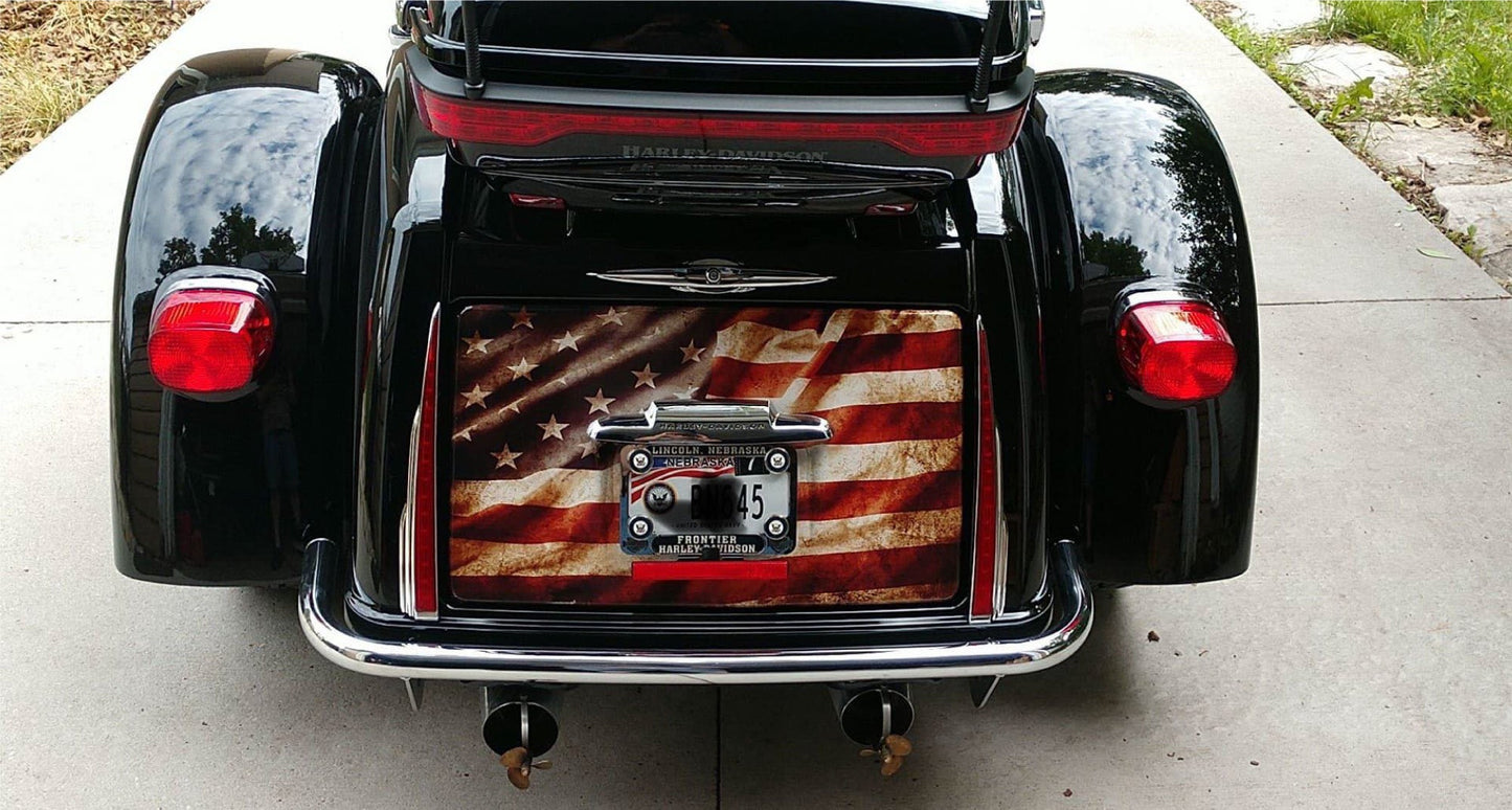 American flag eagle Harley Davidson Tri Glide trunk decal