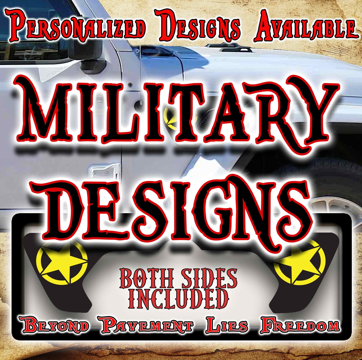 Jeep fender vent decals Military